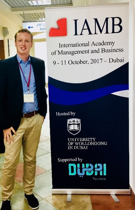 LEIZ researcher Dominik Fischer at the IAMB conference in Dubai.
