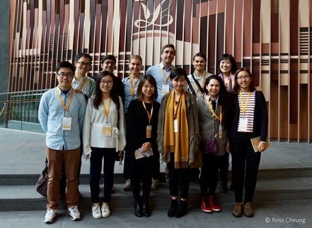 Group initiator Ross Cheung (back row on the left), our participating Zeppelin and local students and advisor Dr. Vivien Chan (backrow on the right) at the Legislative Council of Hong Kong.