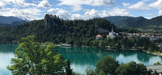 Anthony Buono: Castle, town and Lake of Bled, Slovenia