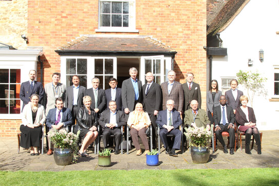 Standing, first from right: Sir Anthony Seldon; seated, third from right: Prof. Josef Wieland; standing, first from left: Dr Lennart Brand (Source: University of Buckingham).