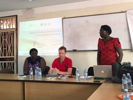 From right: Dr Agnes Atim Apea (Hope Development Initiative), Dominik Fischer (LEIZ) and Dr Catherine Anena (School of Women and Gender Studies at Makerere University) at the Symposium (source:LEIZ)