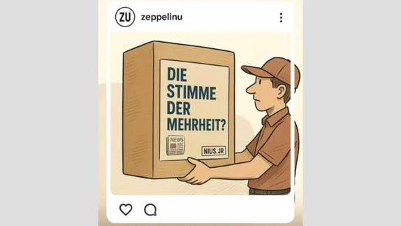 Visualisierung Nius als Alternativmedium. Grafik erstellt mit KI.