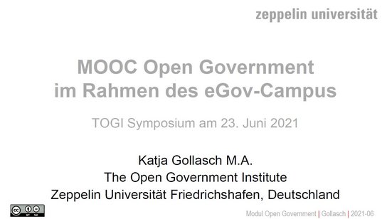 Gollasch, von Lucke: MOOC Open Government im Rahmen des eGov-Campus