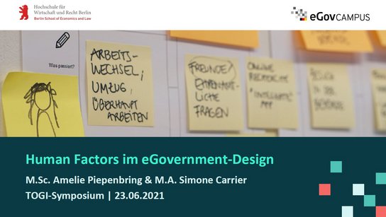 Amelie Piepenbring, Simone Carrier: Human Factors im eGovernment-Design