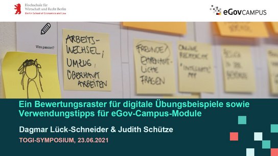 Dagmar Lück-Schneider, Judith Schütze: Bewertungsratser für digitale Übungsbeispiele für eGov-Campus-Module
