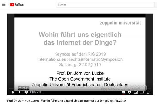 YouTube Videoaufzeichnung der Keynote