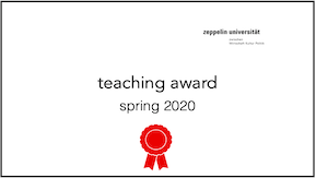 Teaching Award der Zeppelin Universität für Tatjana Jungkunz